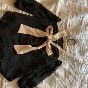 See through Black and Tan 3/4 blouse.